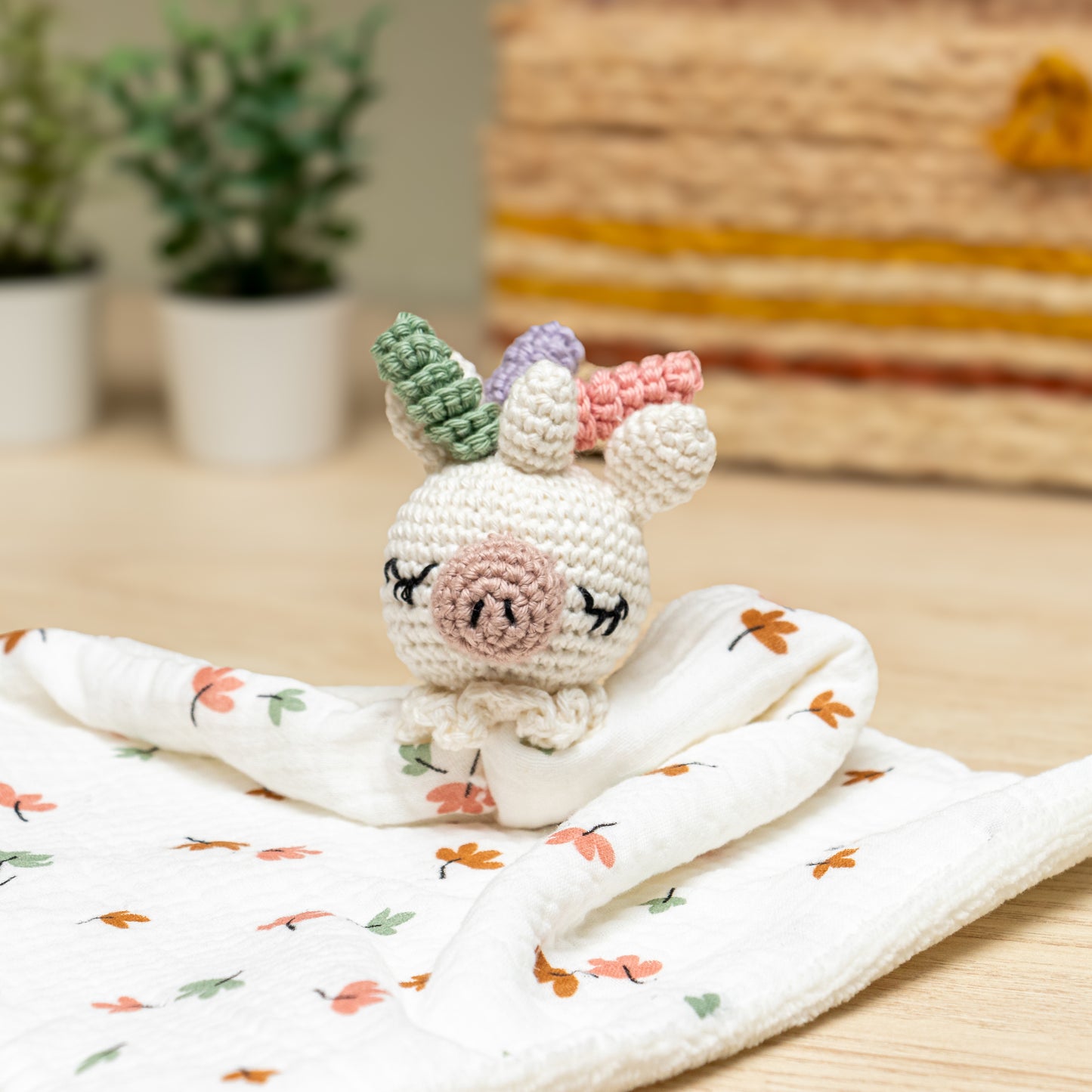 Doudou en crochet licorne