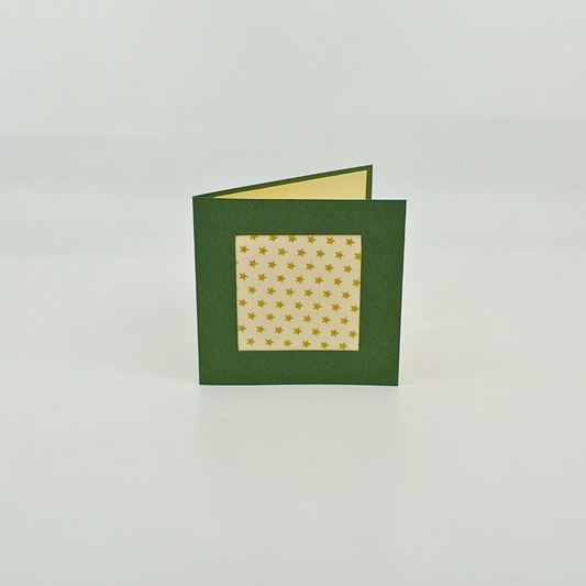 # Édition de Noël # Carte de vœux Papier et Tissu - "Nuit étoilée" - 10x10cm