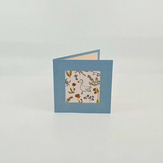 Carte de vœux Papier et Tissu - "Nature simple" - 10x10cm