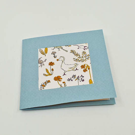 Carte de vœux Papier et Tissu - "Nature simple" - 10x10cm