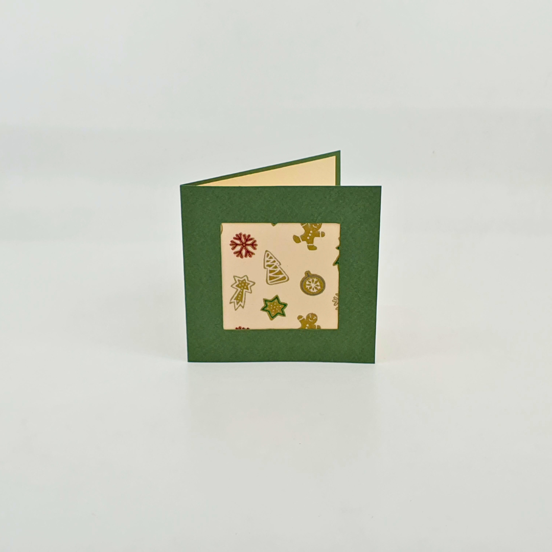 # Édition de Noël # Carte de vœux Papier et Tissu - "Esprit des fêtes" - 10x10cm