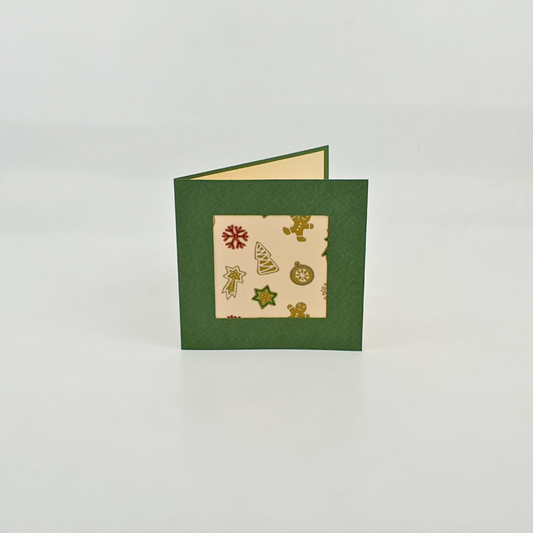 # Édition de Noël # Carte de vœux Papier et Tissu - "Esprit des fêtes" - 10x10cm