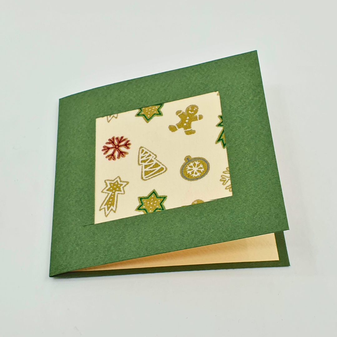 # Édition de Noël # Carte de vœux Papier et Tissu - "Esprit des fêtes" - 10x10cm