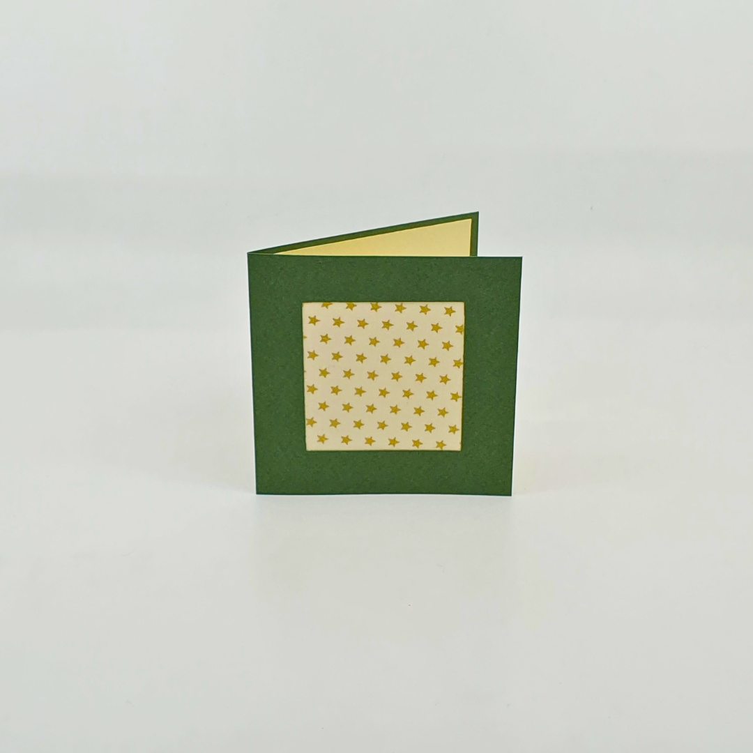 # Édition de Noël # Carte de vœux Papier et Tissu - "Nuit étoilée" - 10x10cm