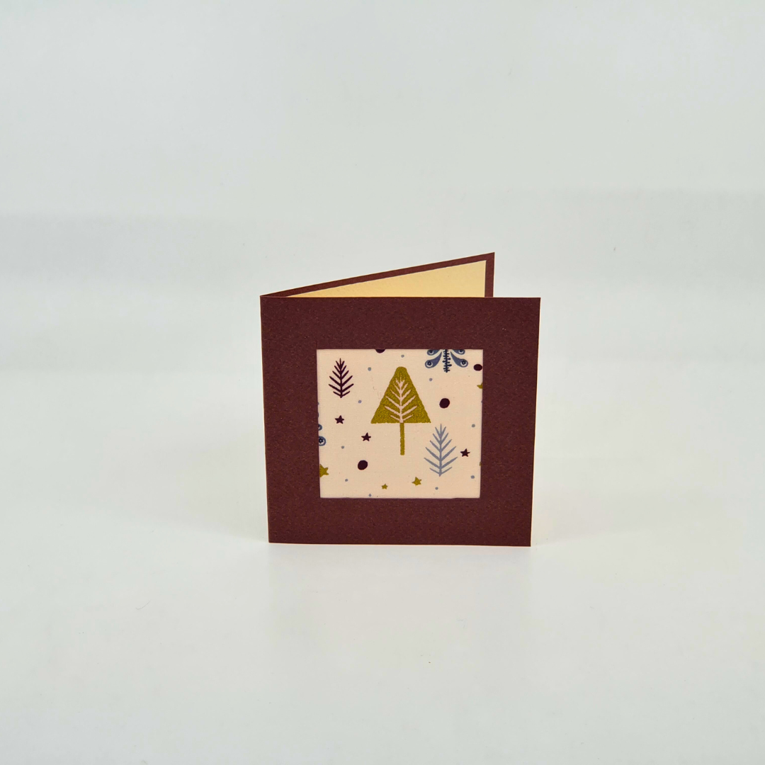 # Édition de Noël # Carte de vœux Papier et Tissu - "Sapin de Noël" - 10x10cm