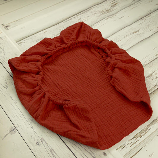 Drap housse pour couffin, berceau ou lit bébé - double gaze de coton terracotta